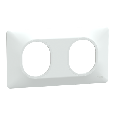 OVALIS BLANC PLAQUE 2 POSTES HORIZONTAL ENTRAXE 71MM