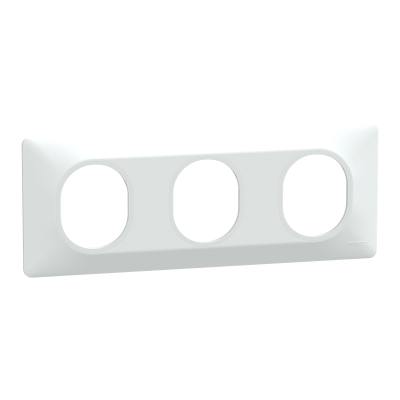 OVALIS BLANC PLAQUE 3 POSTES HORIZONTAL ENTRAXE 71MM