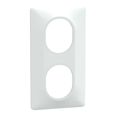 OVALIS BLANC PLAQUE 2 POSTES VERTICAL ENTRAXE 71MM