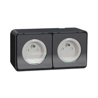 MUREVA ANTHRACITE SAILLIE PC 16A+T DOUBLE IP55 IK07 COMPLET