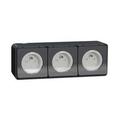 MUREVA ANTHRACITE SAILLIE PC 16A+T TRIPLE IP55 IK07 COMPLET
