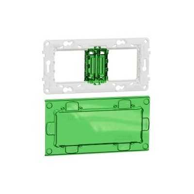 NEW UNICA SUPPORT PLASTIQUE 2 POSTES 4 MODULES + CAPOT PROTECTION