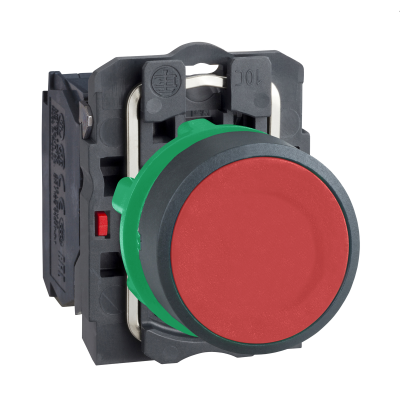 BOUTON POUSSOIR HARMONY XB5 AFFLEURANT 1O Ø22 ROUGE