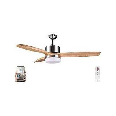 BRASSEUR D'AIR TAHAA DC 3 PALES BOIS Ø132cm TELECDE-WIFI LED 3CCT