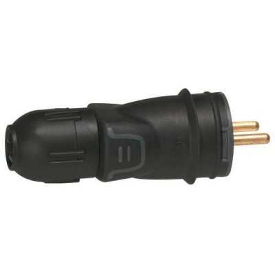 FICHE M.CAOUTCHOUC 2P+T 16A BORNES AUTO + SERRE-CABLE LEGRAND