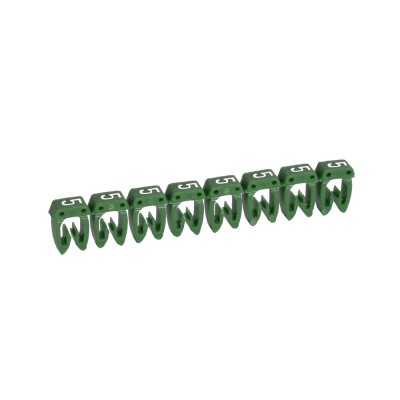 REPERE CAB3 CHIFFRE 5 FOND VERT FIL 1,5~2,5mm² (Réglette x30 pcs)
