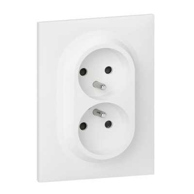 DOOXIE PC 2P+T 16A DOUBLE BLANC COMPLETE (Pour boîte 1 poste)