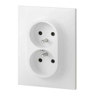 DOOXIE PC 2P+T 16A DOUBLE BLANC COMPLETE (Pour boîte 1 poste)