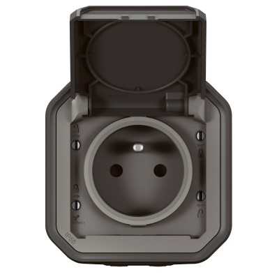 PLEXO ANTHRACITE PC 2P+T 16A 250V IP55 IK08 - COMPLET SAILLIE