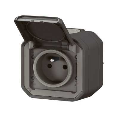 PLEXO ANTHRACITE PC 2P+T 16A 250V IP55 IK08 - COMPLET SAILLIE