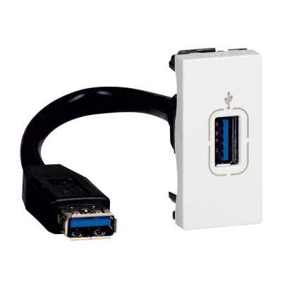 MOSAIC PRISE USB 2.0 FEMELLE PRECONNECTORISEE 1M BLANC