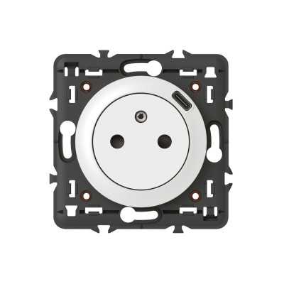 CELIANE BLANC PC 2P+T 16A + USB type C BORNES AUTO Méca+Enjo+Support